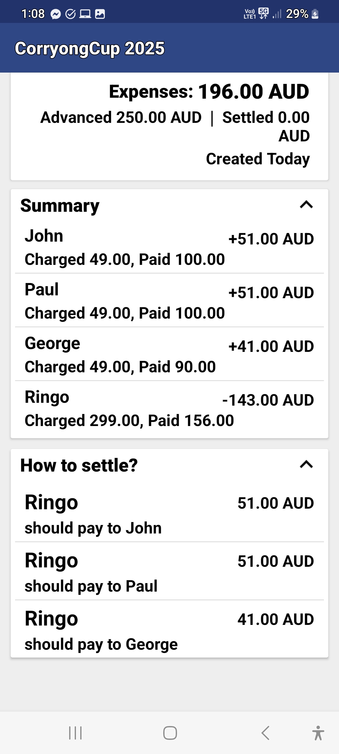 settlement summary